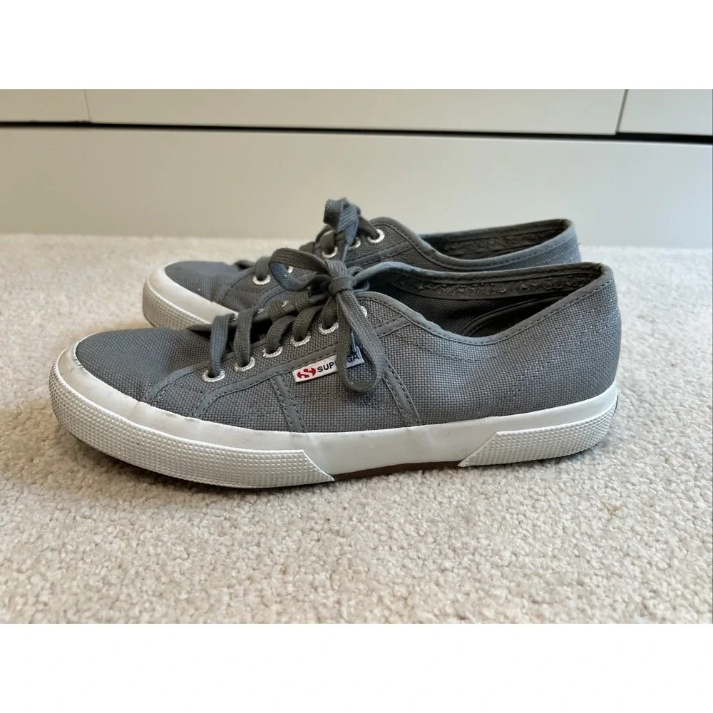 Superga 2750 Cotu Classic Gray Canvas Low Top Sneakers Mens 7.5 Women 9 Skate